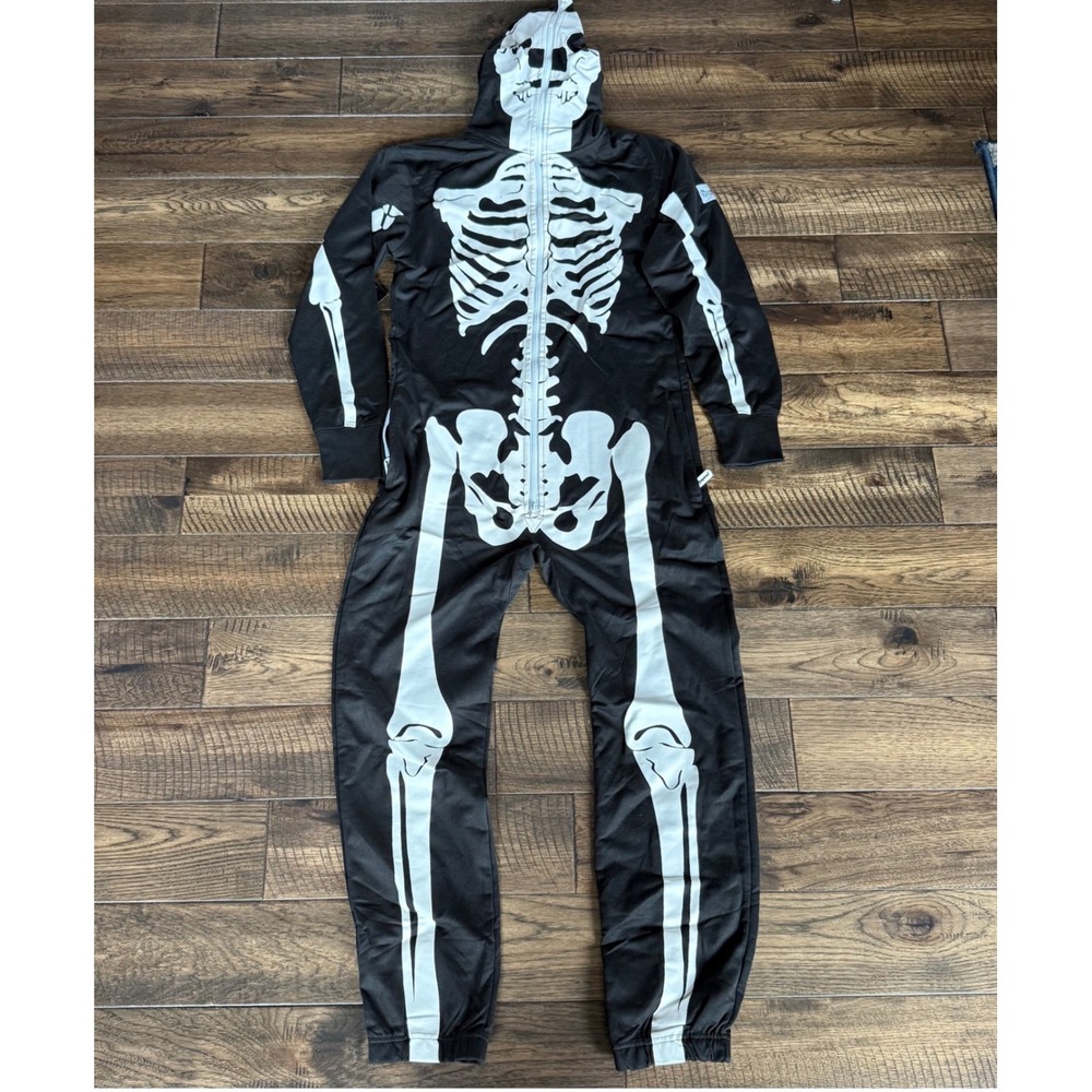 Tipsy Elves Mens Skeleton Jumpsuit Black White Halloween Costume TE-JMP43S Small